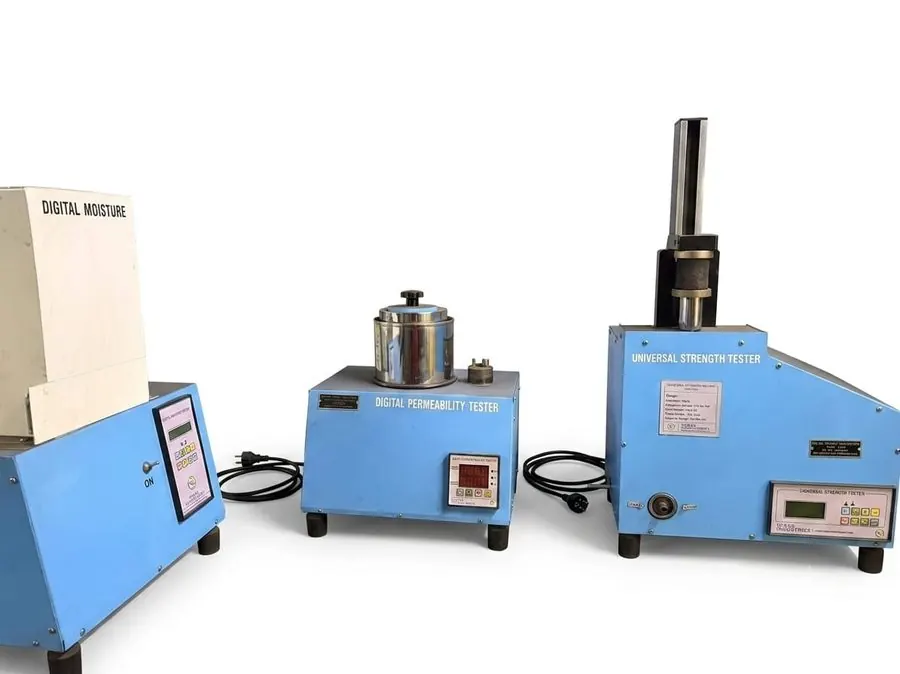 Digital moisture, permeability and universal strength testers for foundry sand